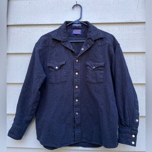 Pendleton Pearl Snap Button Shirt, Women’s Size XL, Navy Blue